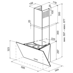 Кухонная вытяжка наклонная Krona Polly 600 Black PB V2 59,5 см черная - фото 2