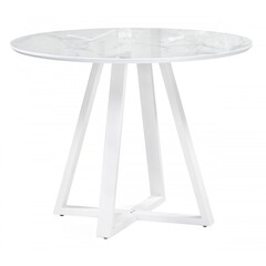 Изображение товара Стол кухонный круглый d1 м стеклянный белый мрамор Норфолк (588041)