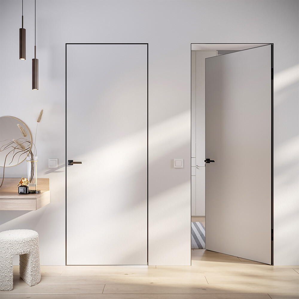 

Дверь межкомнатная Lavelly Invisible  мм правая с обратным открыванием кромка черная