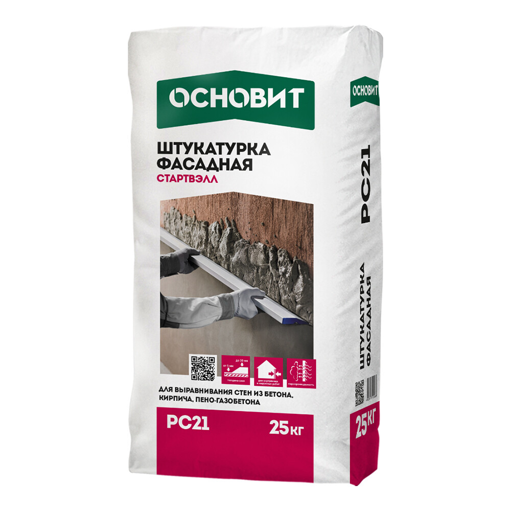 

Штукатурка цементная Основит Стартвэлл РС211 М 25 кг, Серый