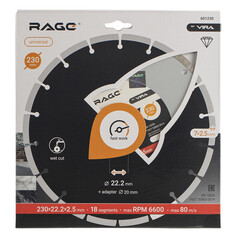 Диск алмазный по бетону Rage Max Cut 230х22,2х2,5 мм сегментный мокрый рез (601230) - фото 5