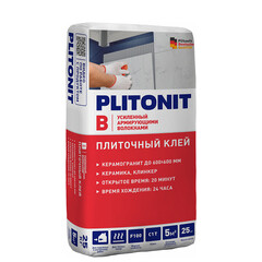 Клей для плитки/ керамогранита/ клинкера Plitonit В усиленный армирующими волокнами серый класс C1 T 25 кг - фото 4