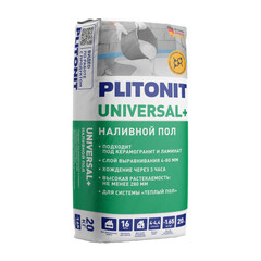 Ровнитель (наливной пол) универсальный Plitonit Universal+ самовыравнивающийся быстротвердеющий 20 кг - фото 1