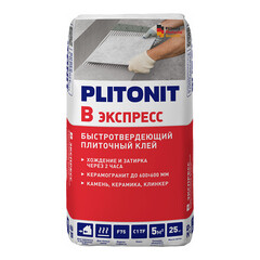 Изображение товара Клей для плитки/ керамогранита/ камня Plitonit В Экспресс Вб быстротвердеющий серый класс C1 TF 25 кг