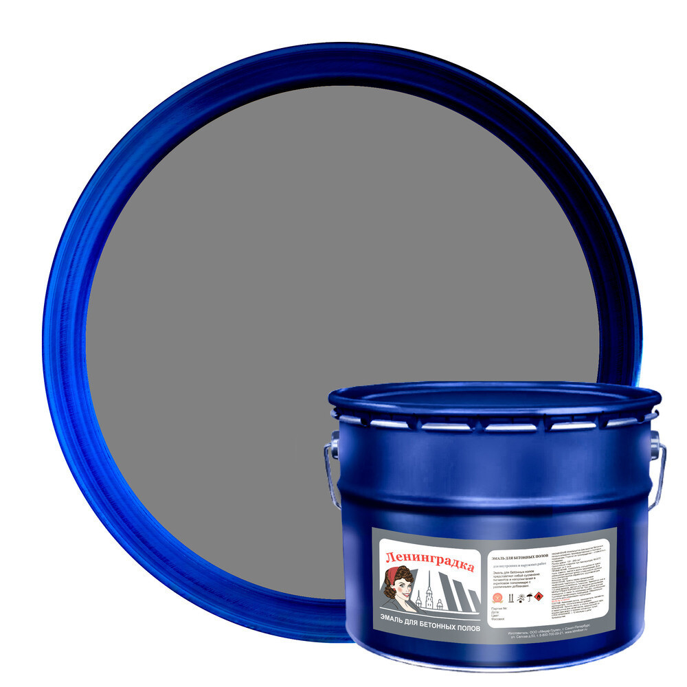 

Эмаль Ленинградка АК-114 для бетонных полов серая матовая 10 кг, Серый