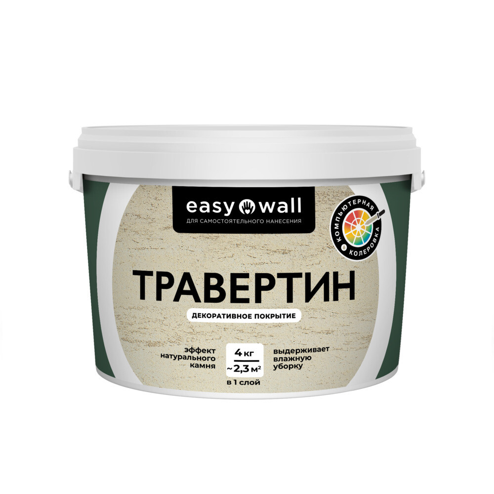 Изображение товара Декоративное покрытие Bayramix Easy Wall Травертин белая 4 кг для внутренней отделки