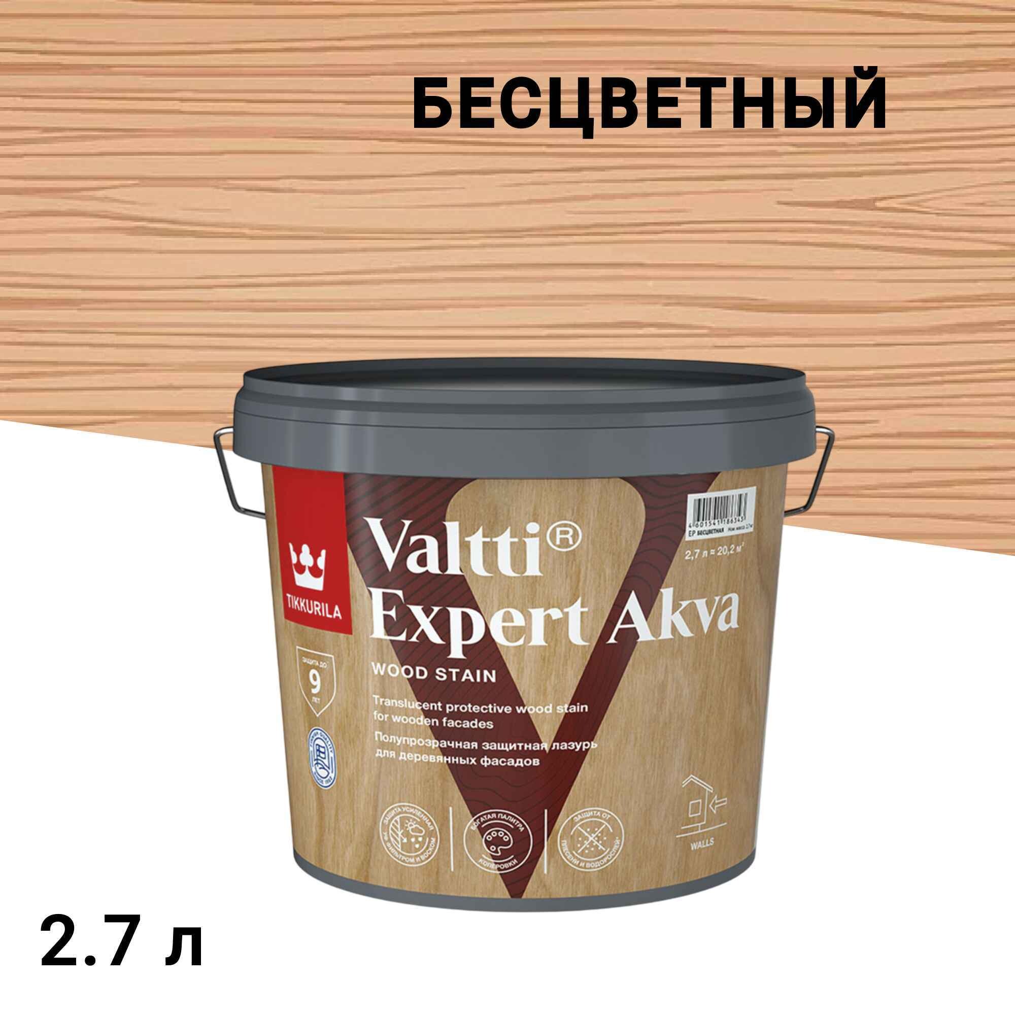 Изображение товара Антисептик Tikkurila Valtti Expert Akva для дерева бесцветный 2,7 л наружные работы