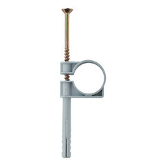 Хомут сантехнический 25-27 мм пластик с дюбелем для крепления трубы (5 шт.) - фото 1