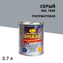 Изображение товара Грунт-эмаль по ржавчине 3в1 Новбытхим серая RAL 7040 полуматовая 2,7 л