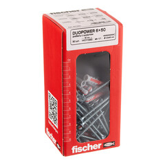 Дюбель универсальный Fischer DuoPower 6x50 мм нейлон с шурупом (50 шт.) - фото 3