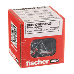 Дюбель универсальный Fischer DuoPower 5x25 мм нейлон с шурупом (50 шт.) - фото 3