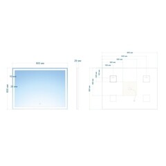 Зеркало с подсветкой прямоугольное 80х60 см с сенсорным включением Abber See (AG6116S) - фото 4