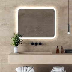 Зеркало с подсветкой прямоугольное 100х80 см с сенсорным включением Abber See (AG6109SL-1.0) - фото 3