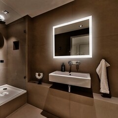 Зеркало с подсветкой прямоугольное 100х80 см с сенсорным включением Abber See (AG6107SL-1.0) - фото 2