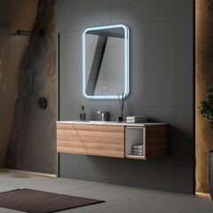 Зеркало с подсветкой прямоугольное 55х80 см с сенсорным включением Abber See (AG6106S) - фото 2