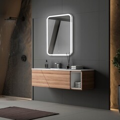 Зеркало с подсветкой прямоугольное 55х80 см с сенсорным включением Abber See (AG6105S) - фото 2