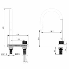 Смеситель для кухни Abber Wasser Kreis сатин с высоким изливом с водопадом с вытяжной лейкой (AF8114SP) - фото 2
