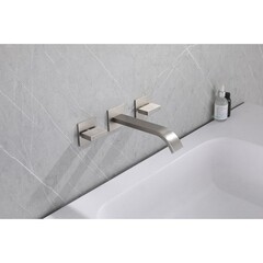 Смеситель для раковины встраиваемый Abber Wasserfall двухвентильный сатин (AF8612SP) - фото 3