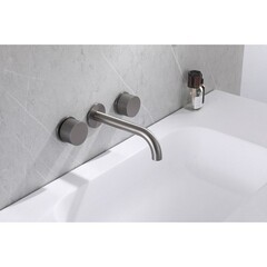 Смеситель для раковины встраиваемый Abber Wasser Kreis двухвентильный никель (AF81122NG) - фото 2