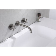 Смеситель для раковины встраиваемый Abber Wasser Kreis двухвентильный никель (AF81121NG) - фото 2