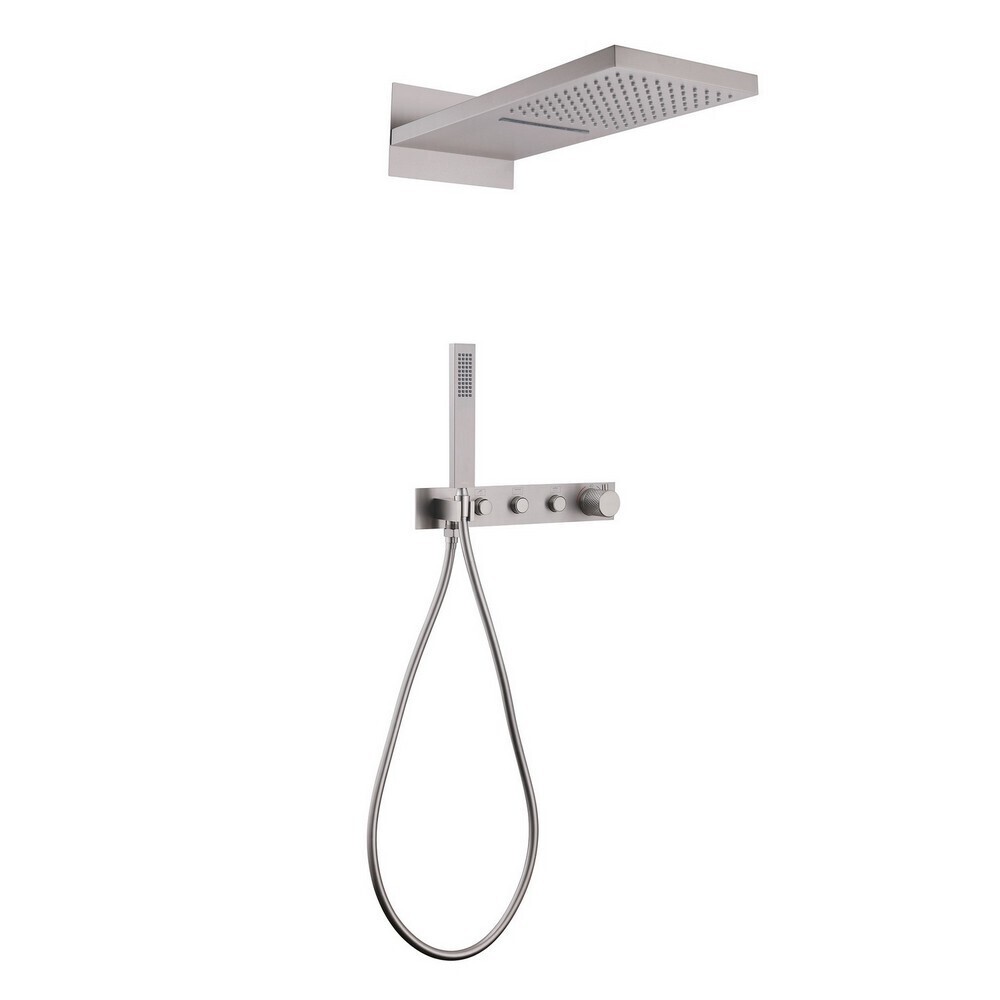 

Душевая система Abber Rund встраиваемая с верхним душем с лейкой со смесителем сатин (AF8752SP)