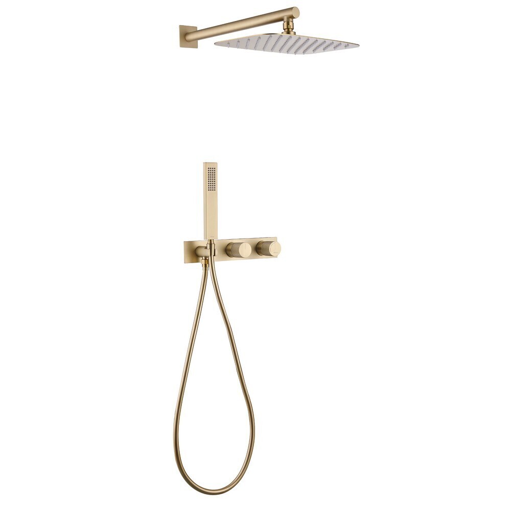 

Душевая система Abber Rund встраиваемая с верхним душем с лейкой со смесителем золото матовое (AF8718G)