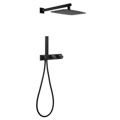 Душевая система Abber Rund встраиваемая с верхним душем с лейкой черная матовая (AF8718B)
