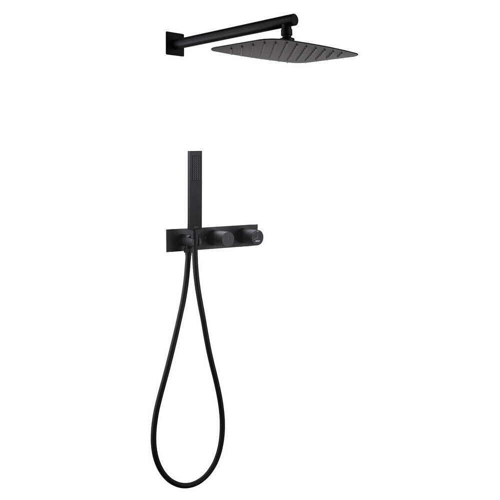 

Душевая система Abber Rund встраиваемая с верхним душем с лейкой со смесителем черная матовая (AF8718B), Черный