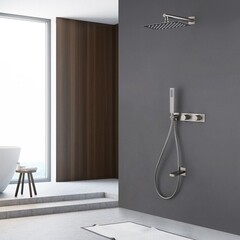 Душевая система Abber Rund встраиваемая с верхним душем с лейкой с изливом сатин (AF8717SP) - фото 3