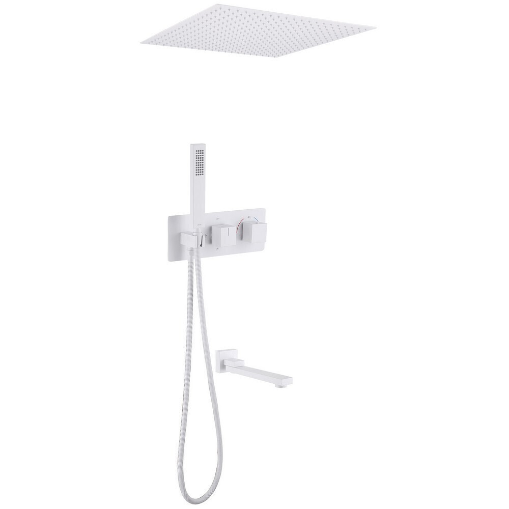 

Душевая система Abber Daheim встраиваемая с верхним душем с лейкой со смесителем белая матовая (AF8254W)