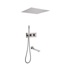 Душевая система Abber Daheim встраиваемая с верхним душем с лейкой с изливом сатин (AF8254SP)