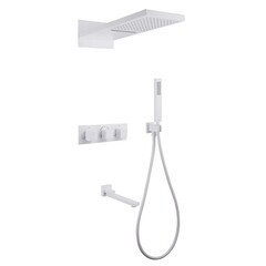 Душевая система Abber Daheim встраиваемая с верхним душем с лейкой с изливом белая матовая (AF8253W)