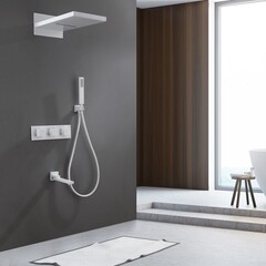 Душевая система Abber Daheim встраиваемая с верхним душем с лейкой с изливом белая матовая (AF8253W) - фото 2