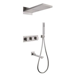 Душевая система Abber Daheim встраиваемая с верхним душем с лейкой с изливом сатин (AF8253SP)