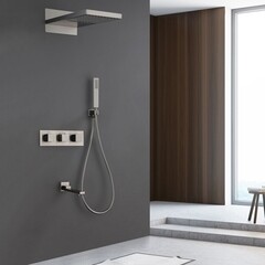 Душевая система Abber Daheim встраиваемая с верхним душем с лейкой с изливом сатин (AF8253SP) - фото 3