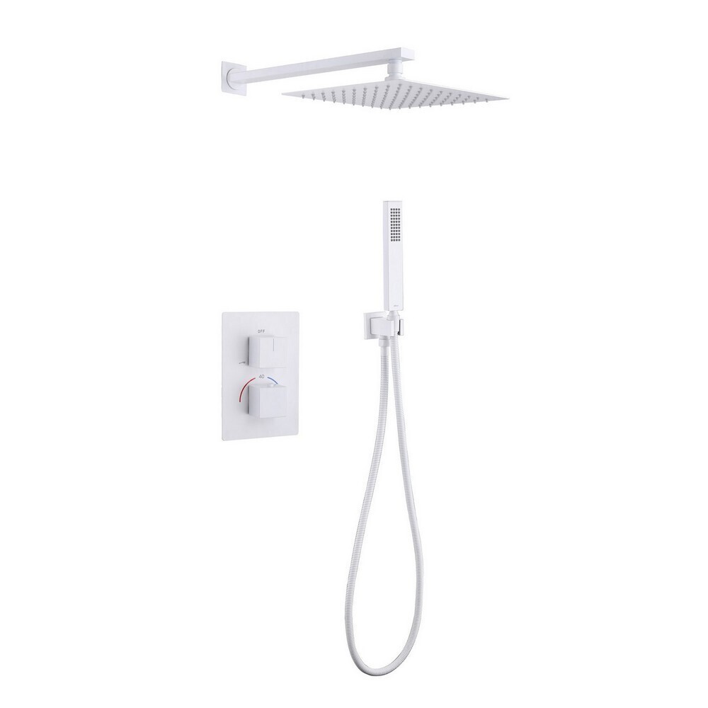 

Душевая система Abber Daheim встраиваемая с верхним душем с лейкой со смесителем белая матовая (AF8251W), Белый