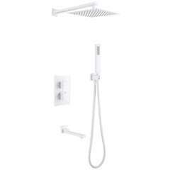 Душевая система Abber Daheim встраиваемая с верхним душем с лейкой с изливом белая матовая (AF8250W)