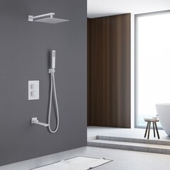 Душевая система Abber Daheim встраиваемая с верхним душем с лейкой с изливом белая матовая (AF8250W) - фото 3