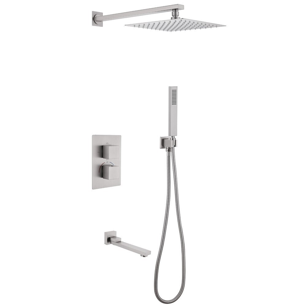 

Душевая система Abber Daheim встраиваемая с верхним душем с лейкой со смесителем сатин (AF8250SP)