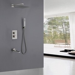 Душевая система Abber Daheim встраиваемая с верхним душем с лейкой с изливом сатин (AF8250SP) - фото 3