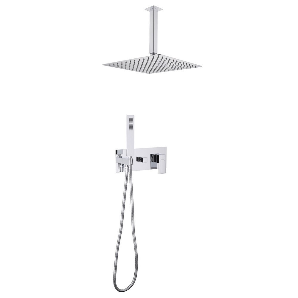 

Душевая система Abber Daheim встраиваемая с верхним душем с лейкой со смесителем хром матовый (AF8221)