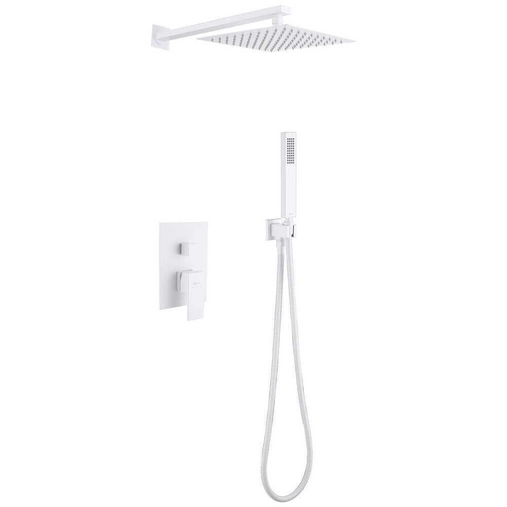 

Душевая система Abber Daheim встраиваемая с верхним душем с лейкой со смесителем белая матовая (AF8219W), Белый