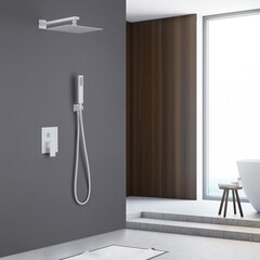 Душевая система Abber Daheim встраиваемая с верхним душем с лейкой белая матовая (AF8219W) - фото 2