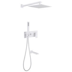 Душевая система Abber Daheim встраиваемая с верхним душем с лейкой с изливом белая матовая (AF8217W)
