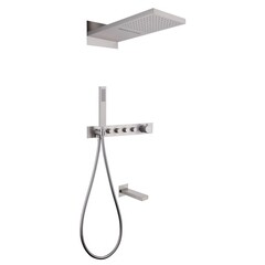 Душевая система Abber Rund встраиваемая с верхним душем с лейкой с изливом сатин (AF8753SP)