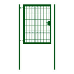 Калитка распашная с панелью 3D и столбами 1х1,7 м зеленая RAL 6005