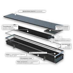 Конвектор внутрипольный Gekon Eco с 1 теплообменником 1200х180х90 мм боковое подключение - фото 3