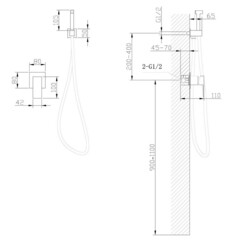 Смеситель с гигиеническим душем встраиваемый Abber Daheim со скрытой частью в комплекте сатин (AF8225SP) - фото 3