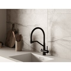 Смеситель для кухни Cersanit Vivo черный с высоким изливом с подключением к фильтру однорычажный (68218) - фото 4