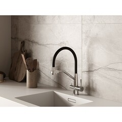 Смеситель для кухни Cersanit Vivo хром/черный с высоким изливом с подключением к фильтру однорычажный (68217) - фото 9